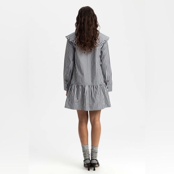 GANNI Mini Shirt Dress w/ Peter Pan Collar - Picture 3 of 9